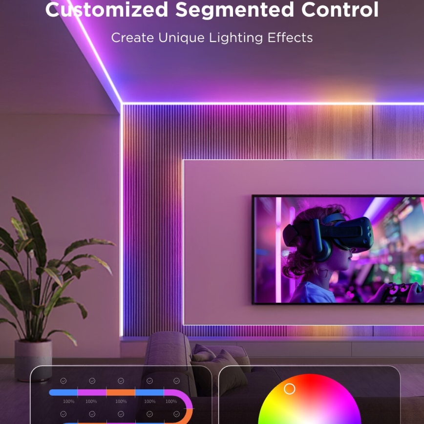 Govee - LED RGBICW Hämardatav valgusriba COB 3780 dioodid 3m Wi-Fi Matter