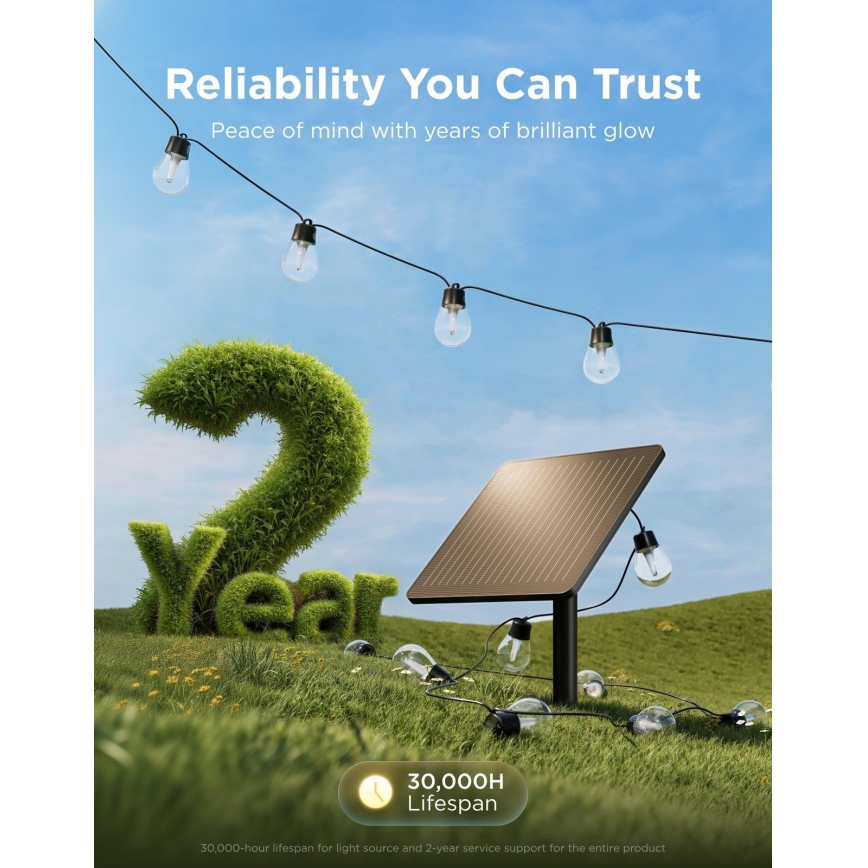 Govee - LED RGBICW päikesetoitega valguskett 8xLED/6W/5V Wi-Fi Matter IP67