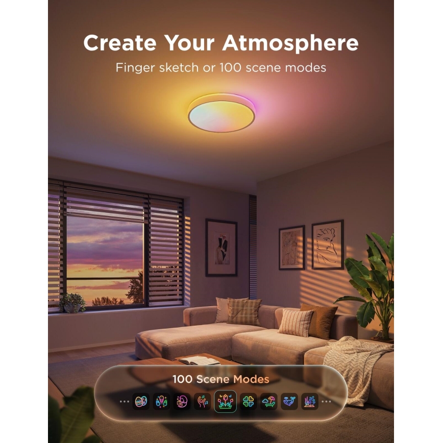 Govee - LED RGBICWW hämardatav laevalgusti LED/55W/230V läbimõõt 46 cm Matter Wi-Fi
