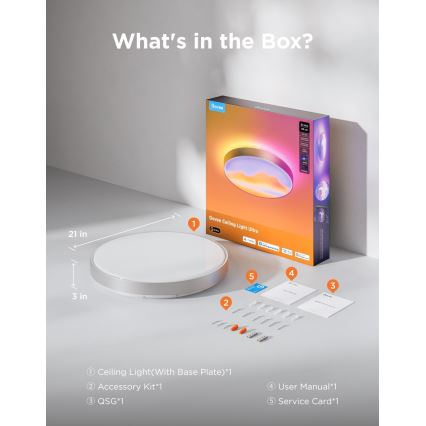 Govee - LED RGBICWW Hämardatav laelamp LED/55W/230V läbimõõt 53 cm Matter Wi-Fi