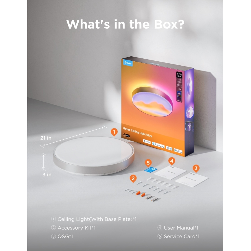 Govee - LED RGBICWW Hämardatav laelamp LED/55W/230V läbimõõt 53 cm Matter Wi-Fi