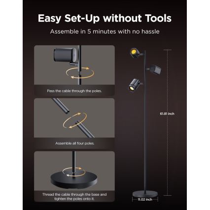 Govee - LED RGBICWW hämardatav põrandalamp TREE MATTER LED/48W/230V Wi-Fi