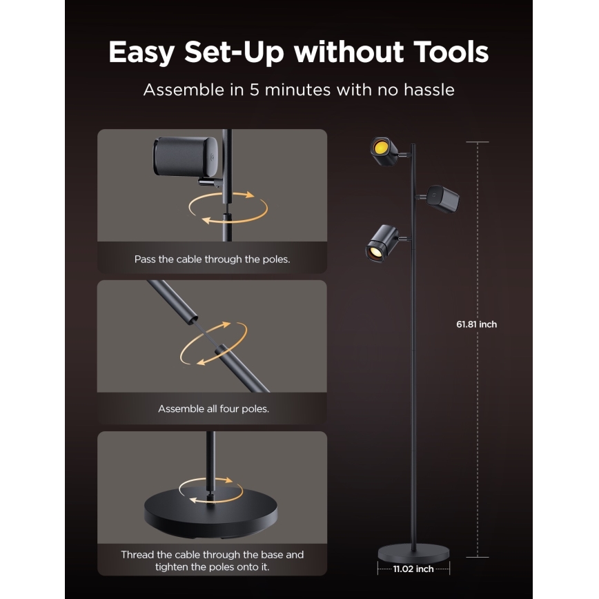 Govee - LED RGBICWW hämardatav põrandalamp TREE MATTER LED/48W/230V Wi-Fi