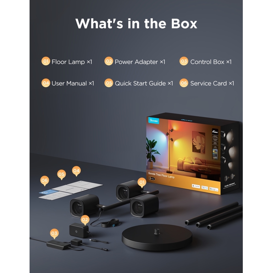 Govee - LED RGBICWW hämardatav põrandalamp TREE MATTER LED/48W/230V Wi-Fi