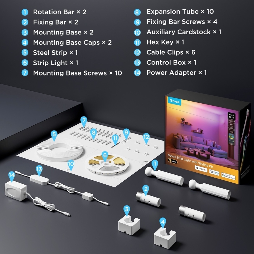 Govee - LED RGBICWW riputatav LED-riba LED/36W/24V 4m Skyline Matter Wi-Fi
