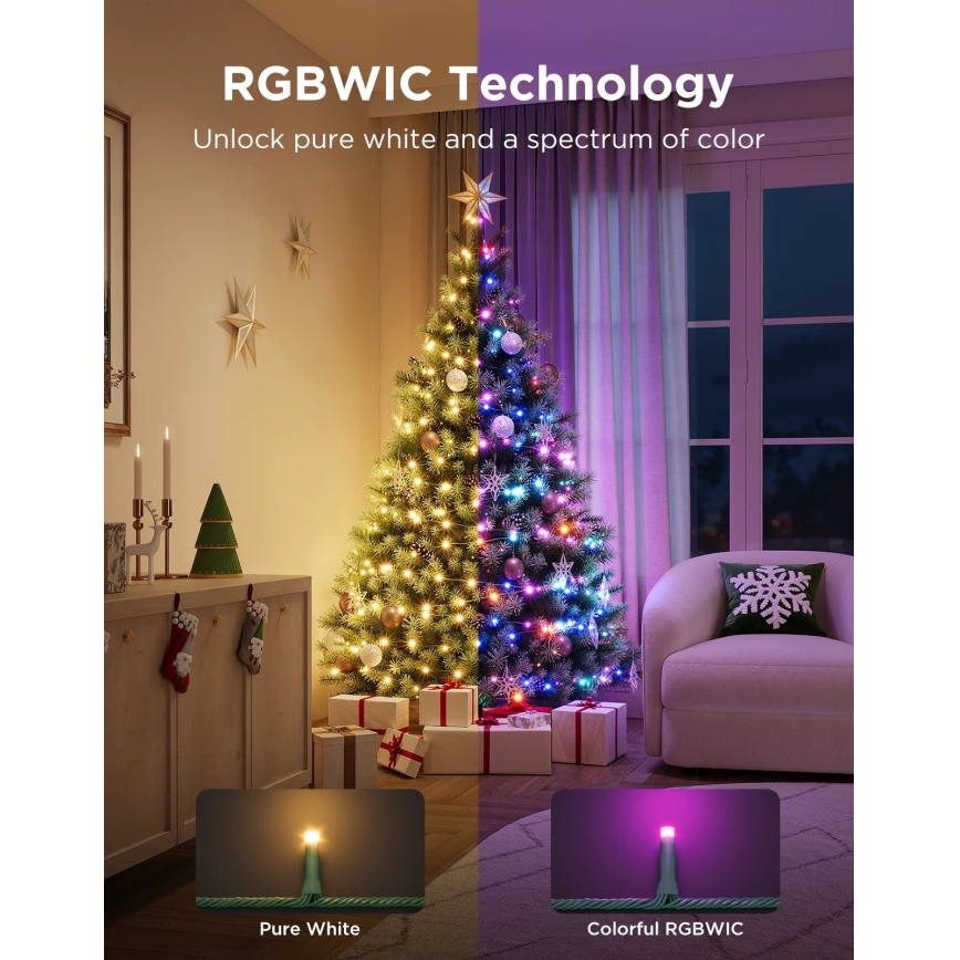 Govee - LED RGBWIC väliseks kasutamiseks mõeldud jõulukaabel 2700-6500K 30m Wi-Fi Matter IP65