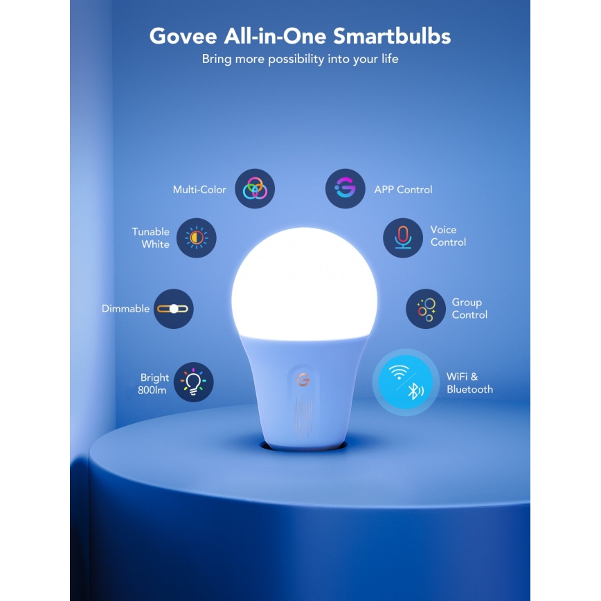 Govee - LED RGBWW Hämardatav pirn Smart MATTER E27/9W/230V 2700-6500K Wi-Fi