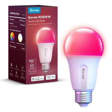 Govee - LED RGBWW Hämardatav pirn Smart MATTER E27/9W/230V 2700-6500K Wi-Fi