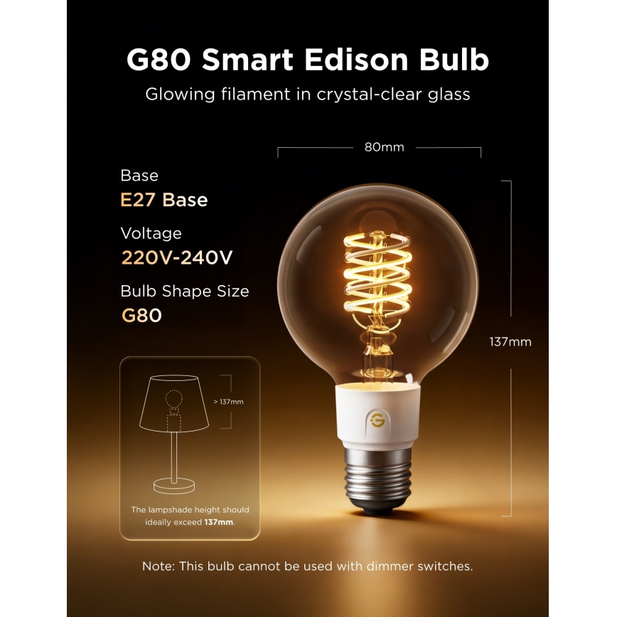 Govee - LED RGBWW hämardatav pirn Smart MATTER G80 E27/5W/230V 2700-6500K Wi-Fi