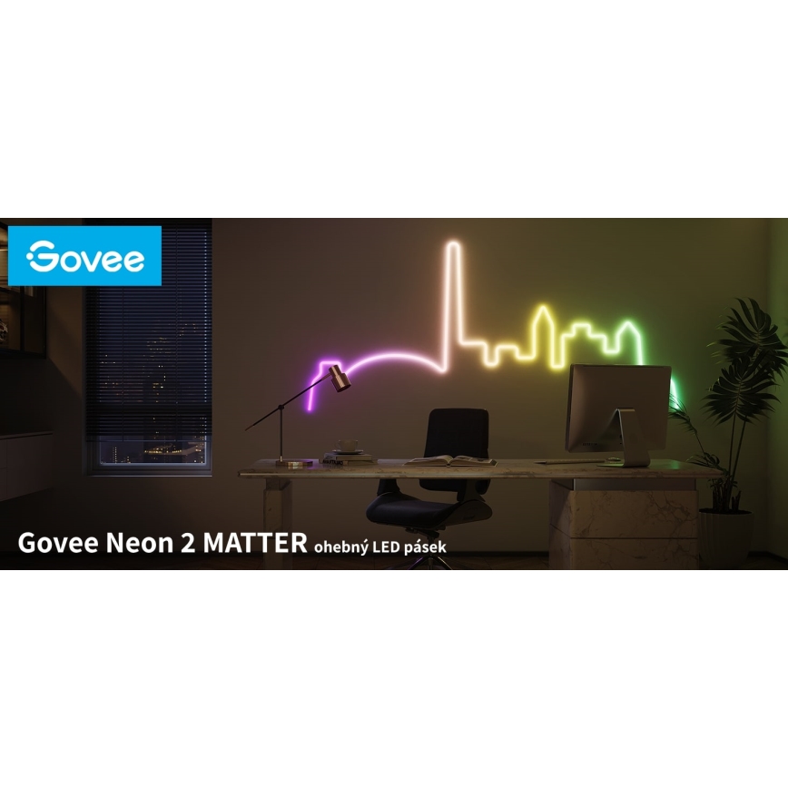 Govee - Neon 2 MATTER paindlik LED Valgusriba 5m RGBIC Wi-Fi IP67