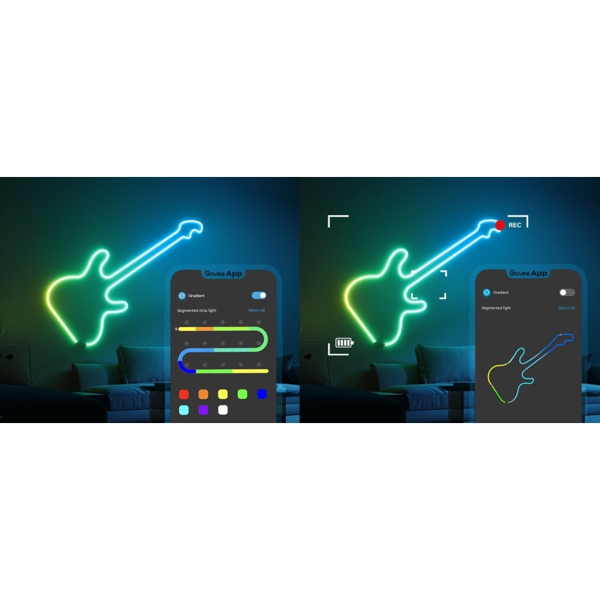 Govee - Neon 2 MATTER paindlik LED Valgusriba 5m RGBIC Wi-Fi IP67