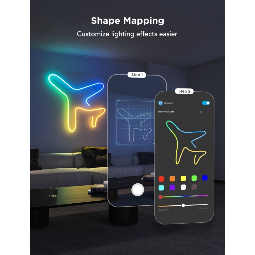 Govee - Neon 2 MATTER painduv 3m RGBIC Wi-Fi LED-riba