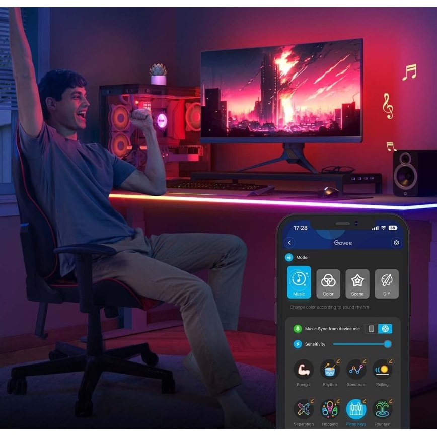 Govee - Neon LED laua taustvalgustus 3m RGBIC Wi-Fi