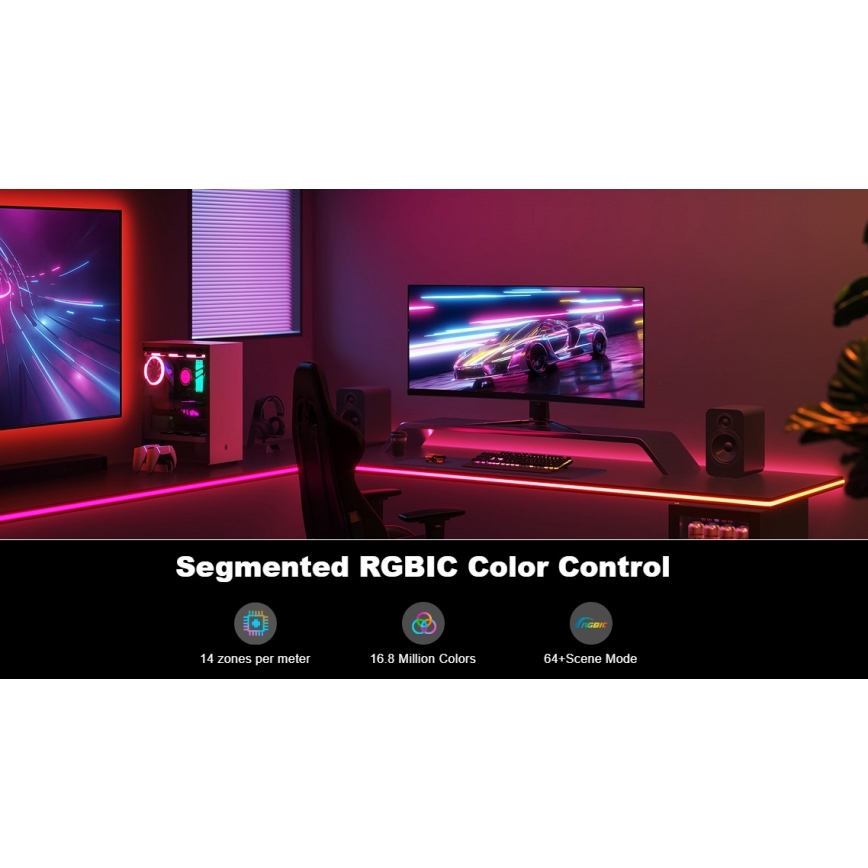 Govee - Neon LED laua taustvalgustus 3m RGBIC Wi-Fi