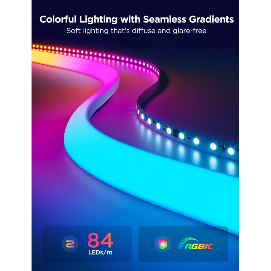Govee - Neon MATTER LED nurgarööbas 5m RGBIC Wi-Fi