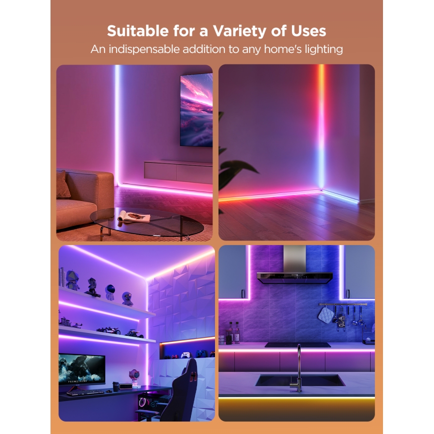 Govee - Neon MATTER LED nurgarööbas 5m RGBIC Wi-Fi