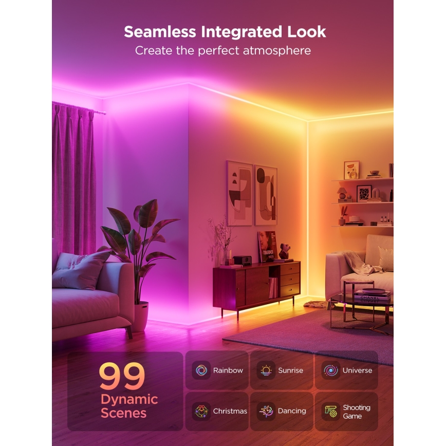 Govee - Neon MATTER LED nurgarööbas 5m RGBIC Wi-Fi