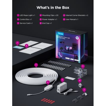 Govee - Neon MATTER LED nurgarööbas 5m RGBIC Wi-Fi