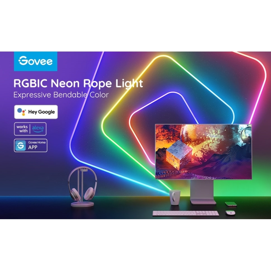 Govee - Neon SMART paindlik LED Valgusriba RGBIC 2m Wi-Fi IP67
