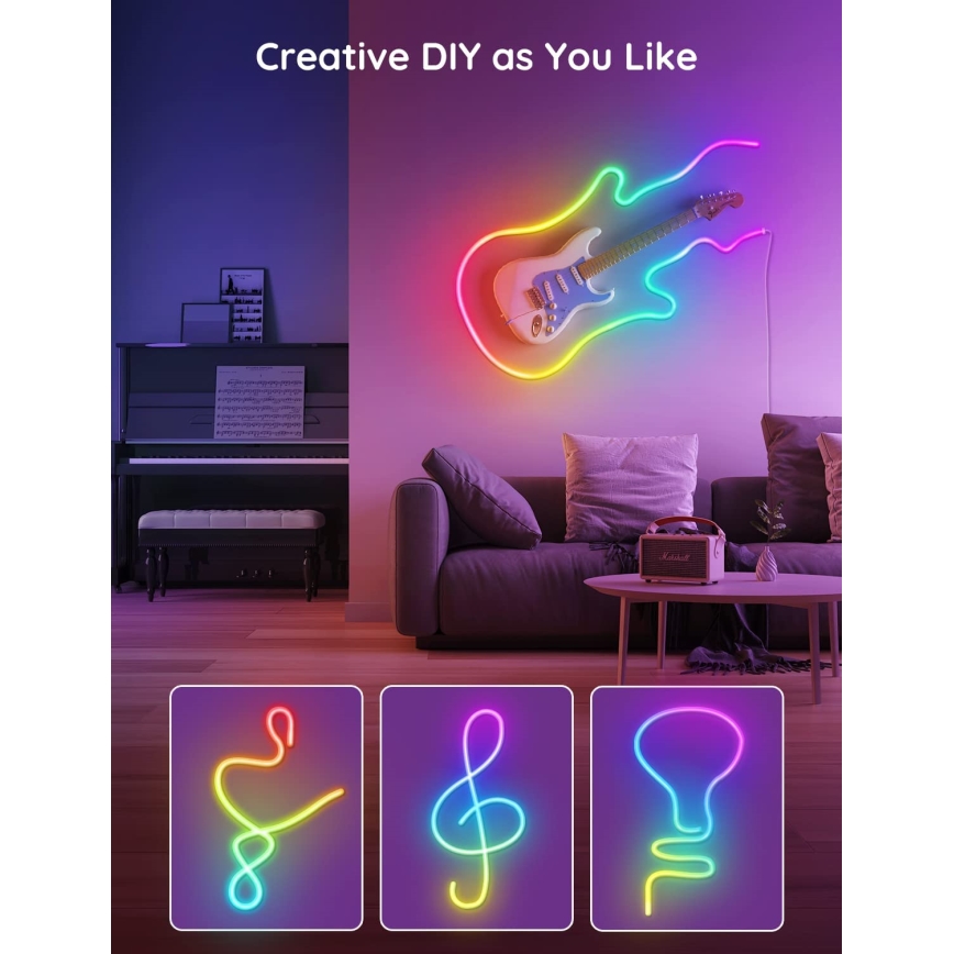 Govee - Neon SMART paindlik LED Valgusriba RGBIC 2m Wi-Fi IP67