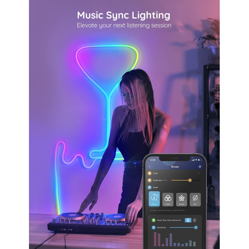 Govee - Neon SMART paindlik LED Valgusriba RGBIC 2m Wi-Fi IP67