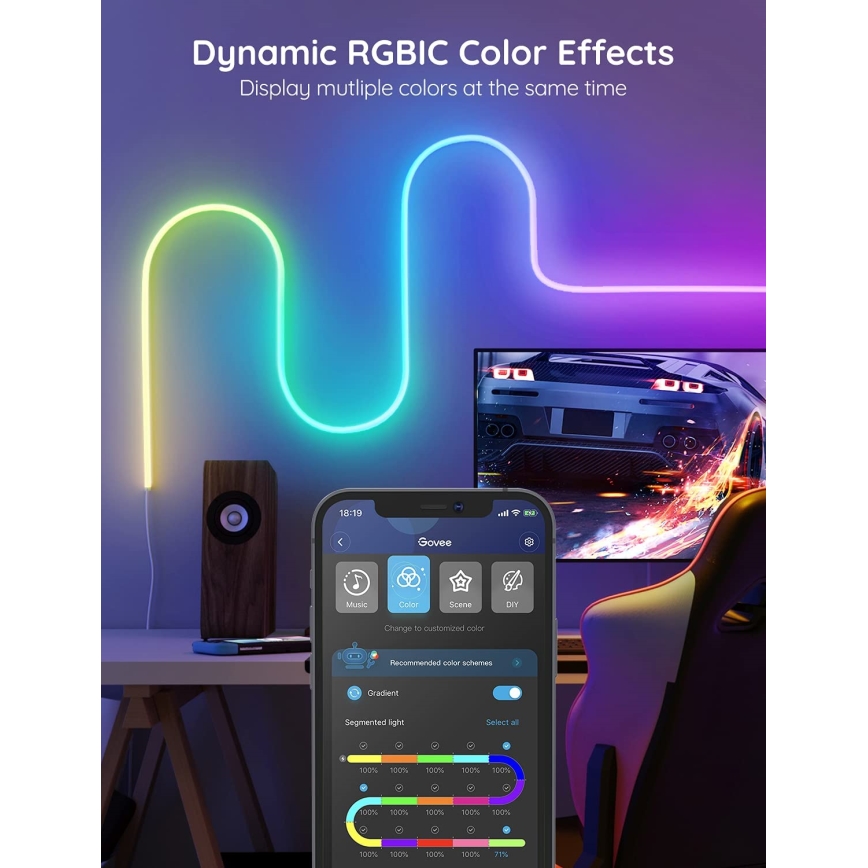 Govee - Neon SMART paindlik LED Valgusriba RGBIC 2m Wi-Fi IP67