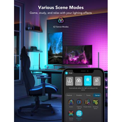 Govee - Nutika mänguri WiFi LED-paneelid + Nutikas topeltkontroller valge Wi-Fi