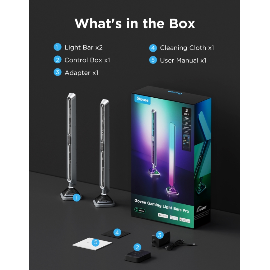 Govee - Nutikad RGBIC Gaming Pro valguspaneelid Matter Wi-Fi