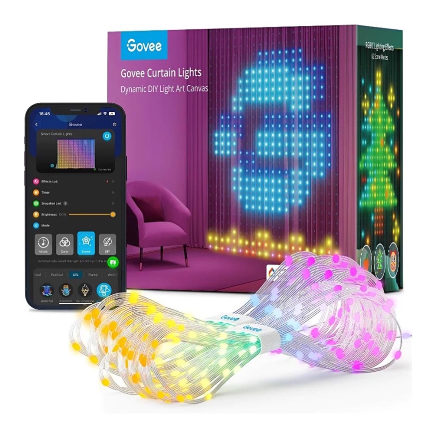 Govee - RGBIC Kardinavalgustus 520 LED 1,5x2m Wi-Fi IP65