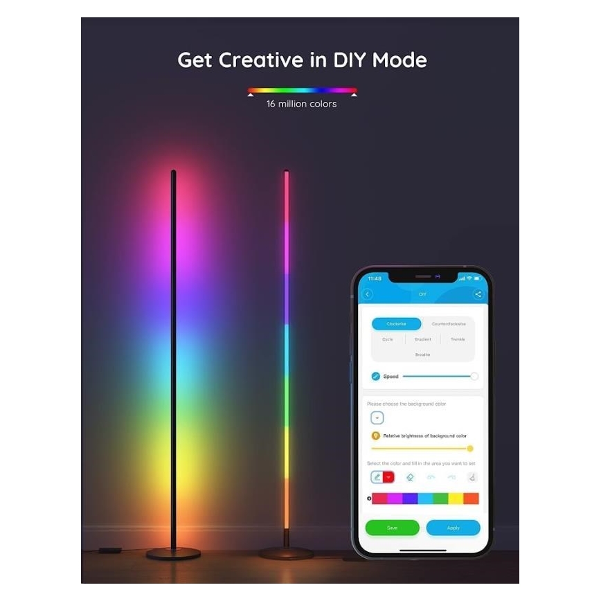 Govee - RGBICW Smart Nurk Floor Lamp Wi-Fi