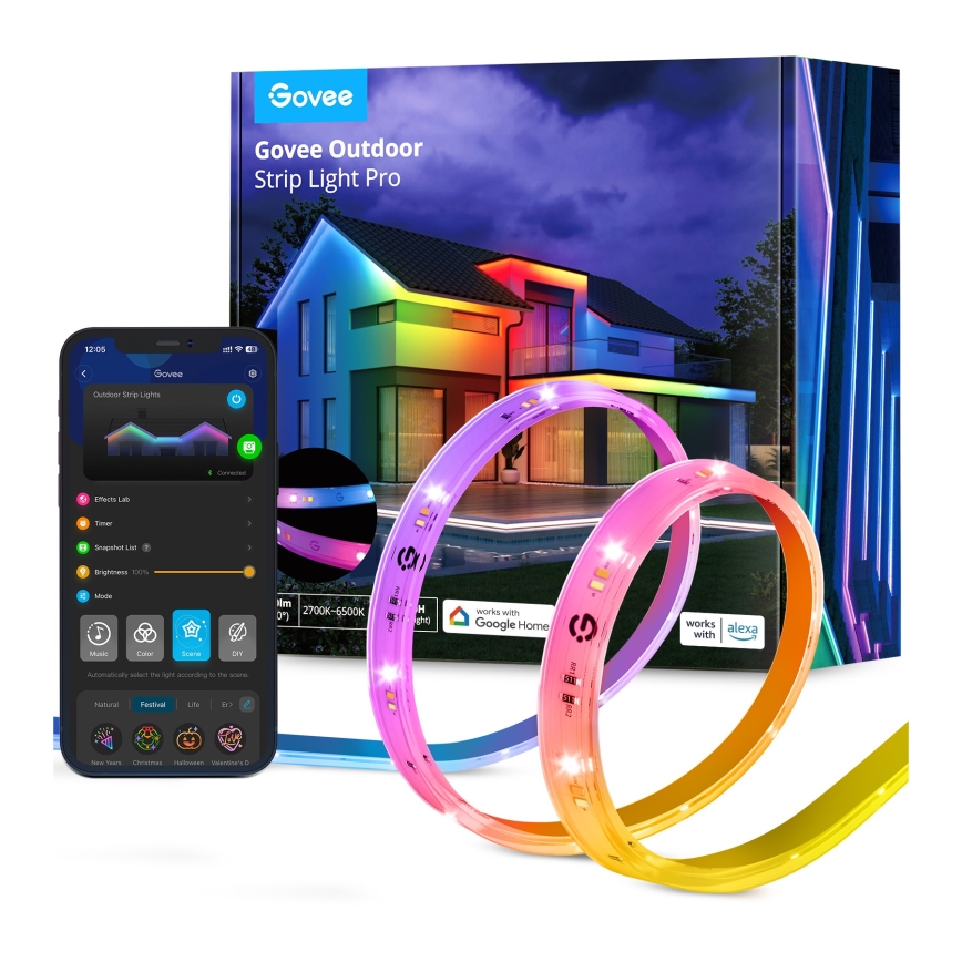 Govee - Väli Pro SMART RGBICWW väli LED Valgusriba 10m 2700-6500K Wi-Fi IP65