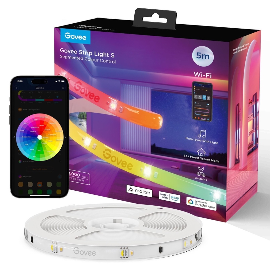 Govee - Wi-Fi RGBICW Smart PRO LED Valgusriba 5m MATTER  - väga vastupidav