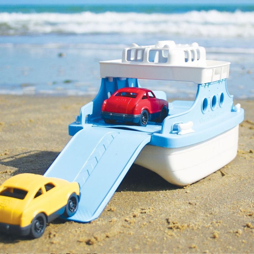 Green Toys - Praam koos autodega valge/sinine