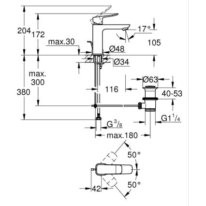 GROHE 1018320000 - DICE M valamu segisti, läikiv kroom