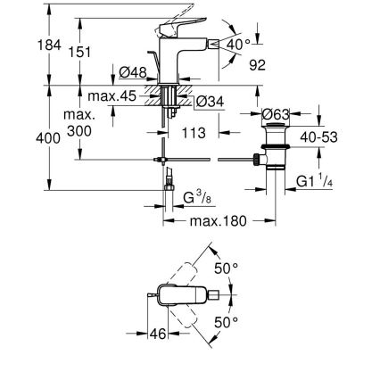 GROHE 1018770000 - DICE bidee segisti, läikiv kroom