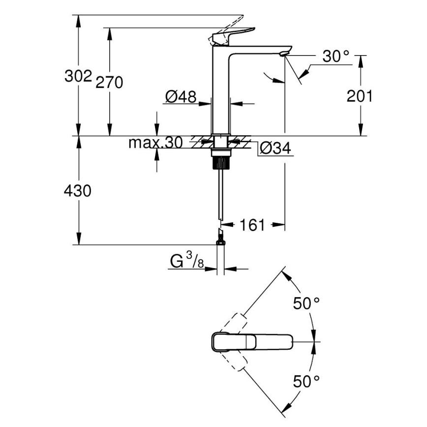 GROHE 1018922430 - Valamusegisti DICE XL must
