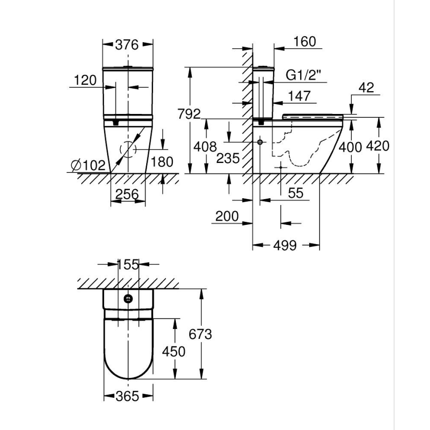 GROHE 102513SH00 - EURO CERAMIC WC-komplekt 67,3 x 37,6 x 79,2 cm keraamika/valge