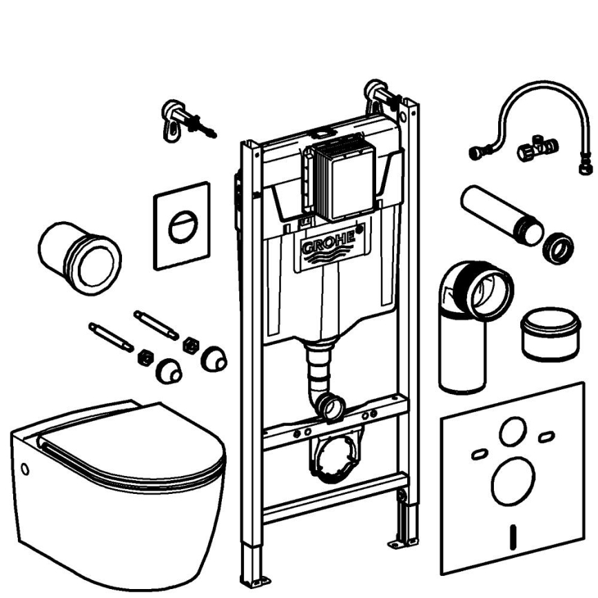 GROHE 103843SH00 - 5-ühes komplekt SOLIDO COMPACT 1,13 m keraamika/valge