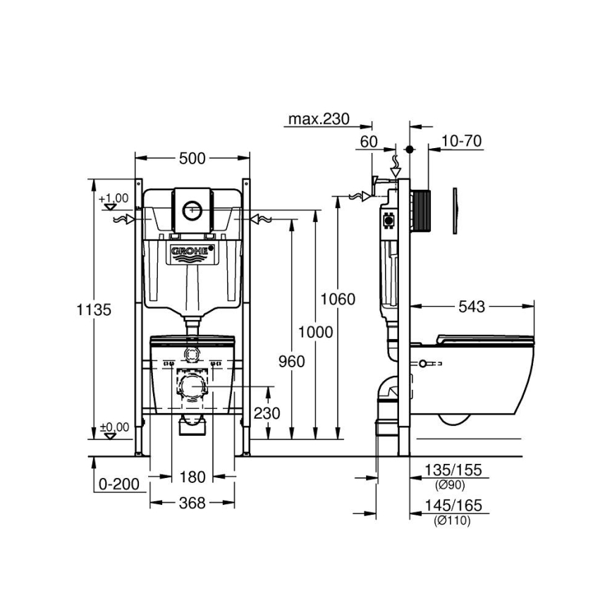 GROHE 103843SH00 - 5-ühes komplekt SOLIDO COMPACT 1,13 m keraamika/valge