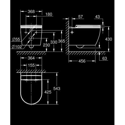 GROHE 103848SH00 - Seinakinnitusega WC-pott START ROUND CERAMIC 368 × 543 mm durovalge