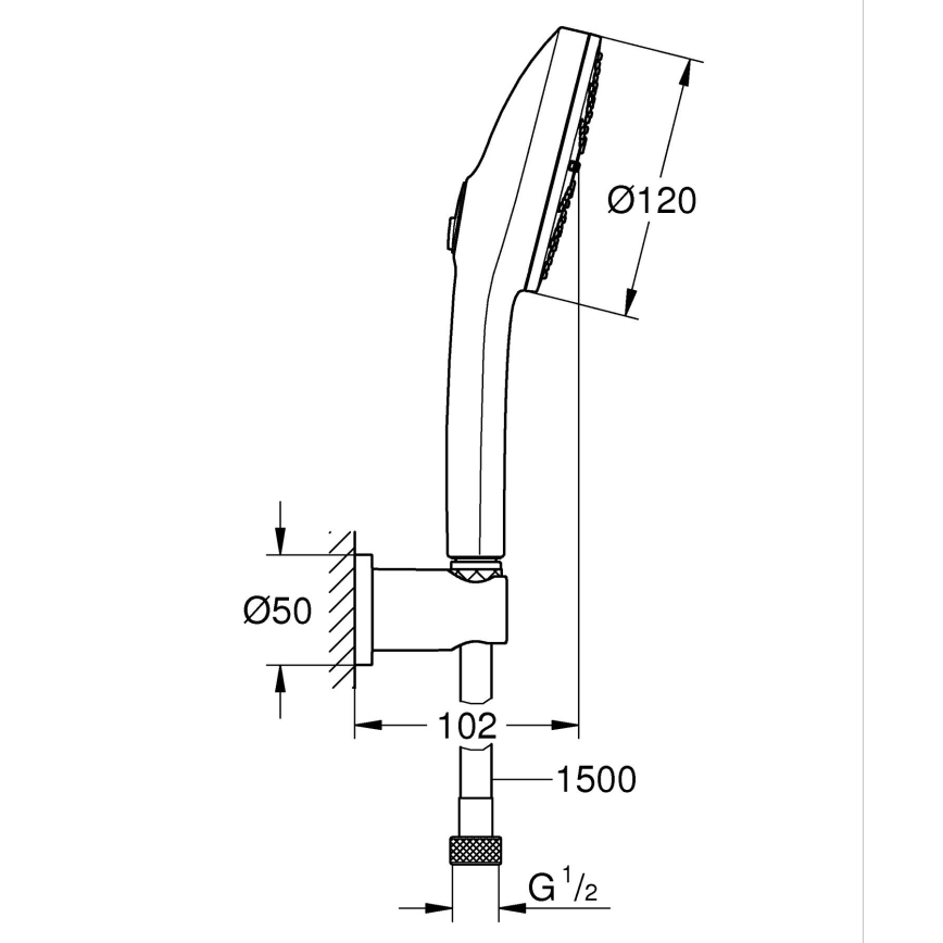 GROHE 134865DL00 - Dušikomplekt VITALIO JOY+ 120 mm vaskviimistlusega