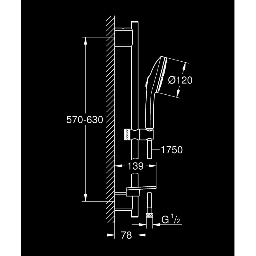 GROHE 1348660000 - Dušikomplekt VITALIO JOY+ 120 mm läikiv kroom