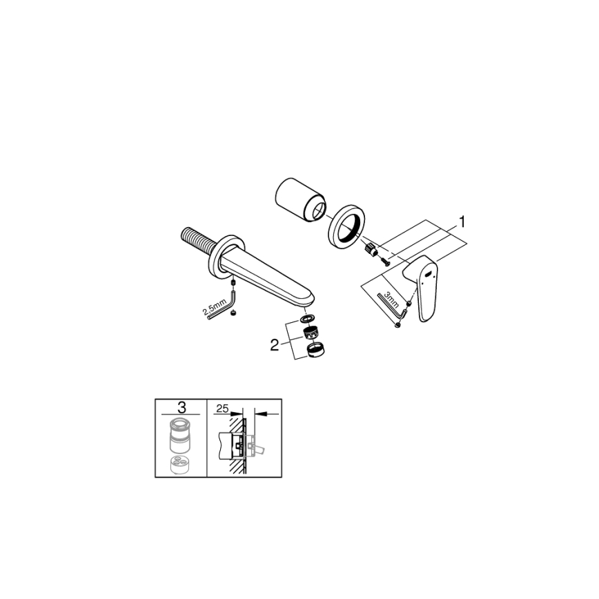 GROHE 19573002 - EURODISC COSMOPOLITAN kaheauguline valamu segisti 11x17 cm kroom