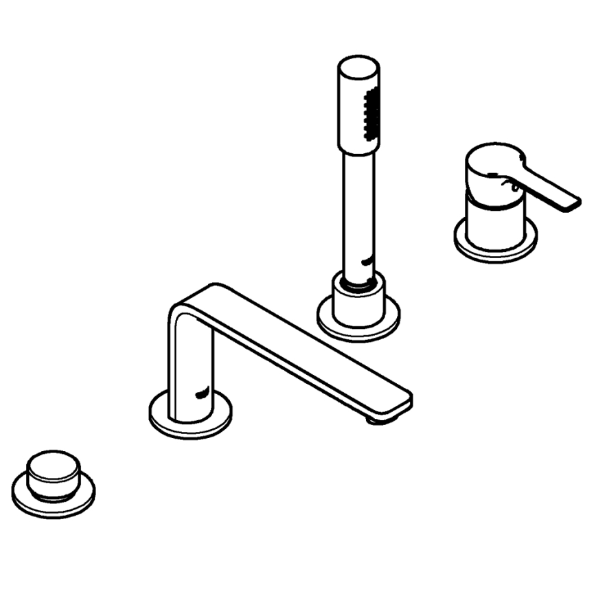 GROHE 19577001 - LINEARE neljaauguline vannisegisti komplekt, läikiv kroom