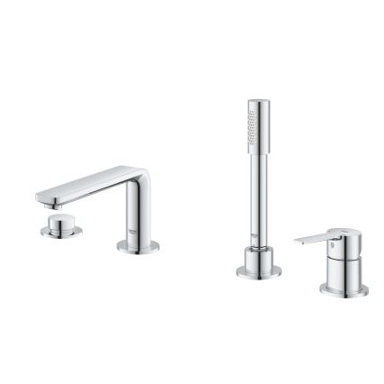 GROHE 19577001 - LINEARE neljaauguline vannisegisti komplekt, läikiv kroom