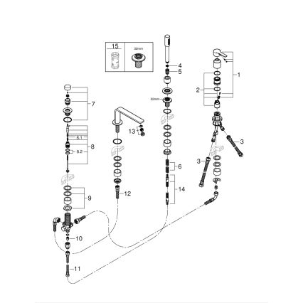 GROHE 19577001 - LINEARE neljaauguline vannisegisti, läikiv kroom