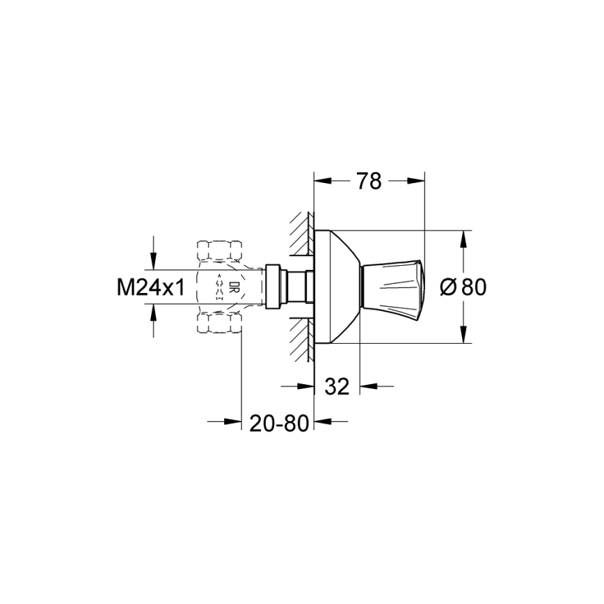 GROHE 19808001 - Peidetud ventiili ülaosa COSTA L, läikiv kroom