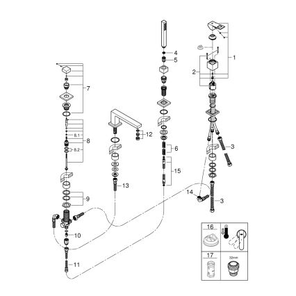 GROHE 19897001 - Neljaauguline vannisegisti EUROCUBE läikiv kroom