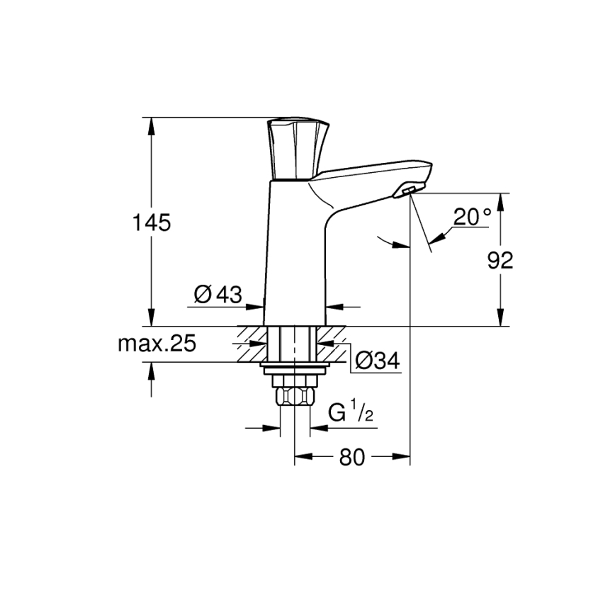 GROHE 20186001 - COSTA L lauale paigaldatav ventiil DN 15, läikiv kroom