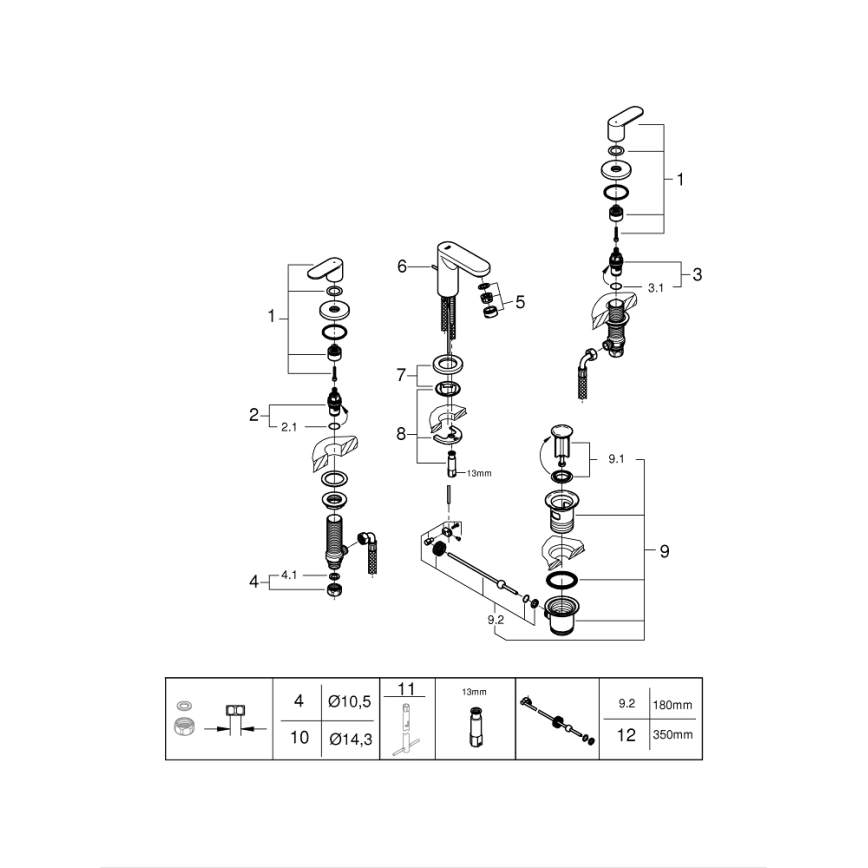GROHE 20187000-Kolmeauguline valamusegisti EUROSMART COSMOPOLITAN DN 15 kroom